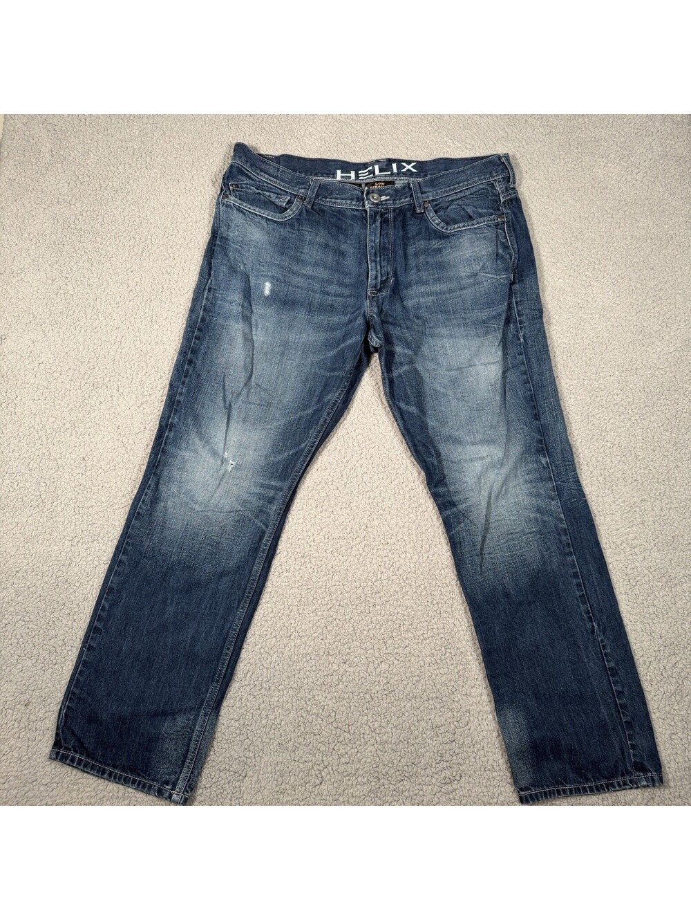 Helix N56 Low Straight Fit Mens Blue jeans 36x30 Distressed
